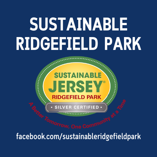 Sustainable Ridgefield Park blue background silver certified symbol